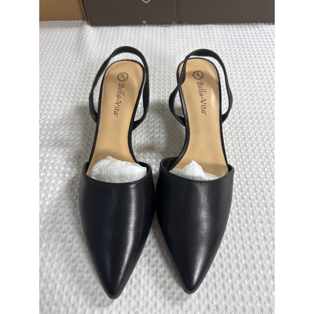Bella Vita Kitten Heels Women 12WW 50-5850 Black Slingback Heel NWOB